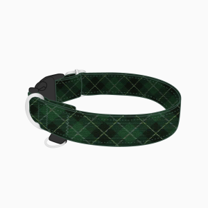 Obroża na klamrę dla psa SPORT GREEN PLAID